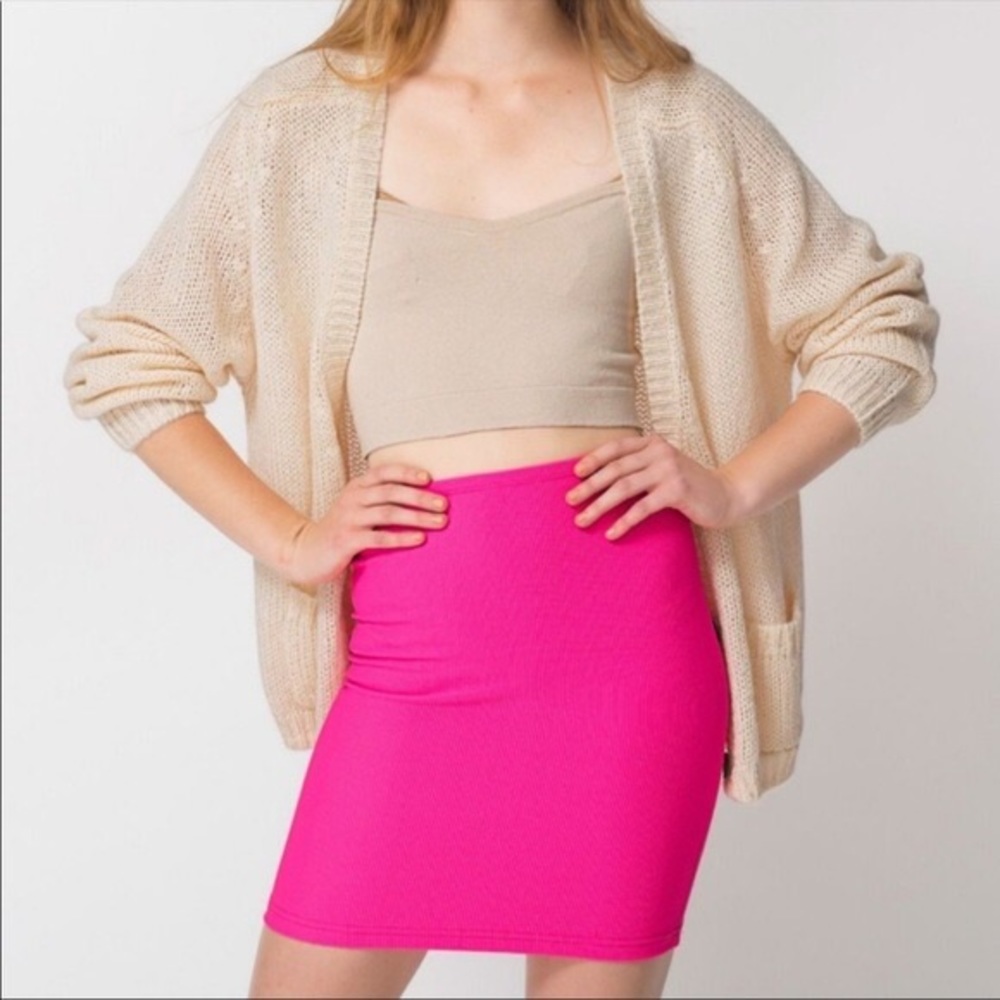 American Apparel neon pink pencil skirt